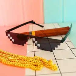 2018 новое предложение с it очки Thug Life очки пиксельные женские мужские солнцезащитные очки Черная Мозаика Солнцезащитные очки Бесплатная