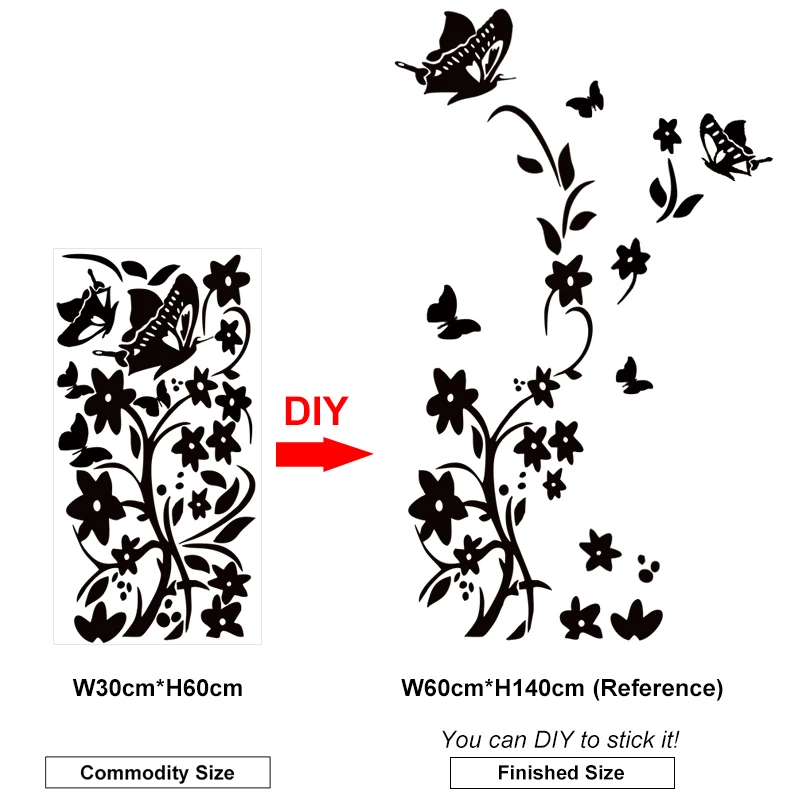 DIY butterflies fridge sticker flower art sticker wall sticker for refrigerator wall decals for kids room living room decor 2019