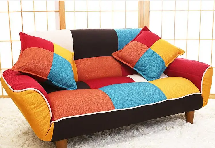 Adjustable Sofa and Loveseat in Colorful Line Fabric Home Furniture Fold Down Sofa Couch Ideal for Living Room, Bedroom, Dorm Adjustable Sofa and Loveseat in Colorful Line Fabric Home Furniture Fold Down Sofa Couch Ideal for Living Room, Bedroom, Dorm