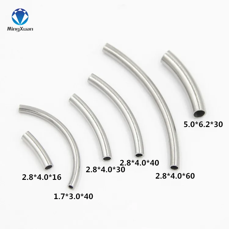 

10PCs Stainless Steel Curve Tube Jewelry Findings Silver Tone Tube Connector For DIY Bracelet Necklace Jewelry