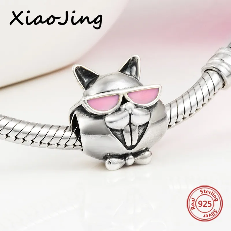 

925 Sterling Silver diy lovely squirrel charms Beads with enamel Fit authentic European Bracelets fashion Jewelry making gifts