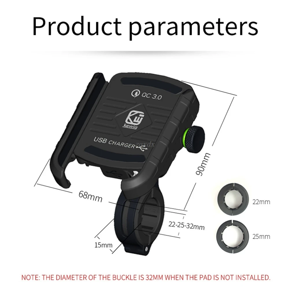  Motorrad 360 Grad Motorrad Lenker Spiegel Handy Halterung mit QC 30 USB Ladegerät für iPhone Samsun