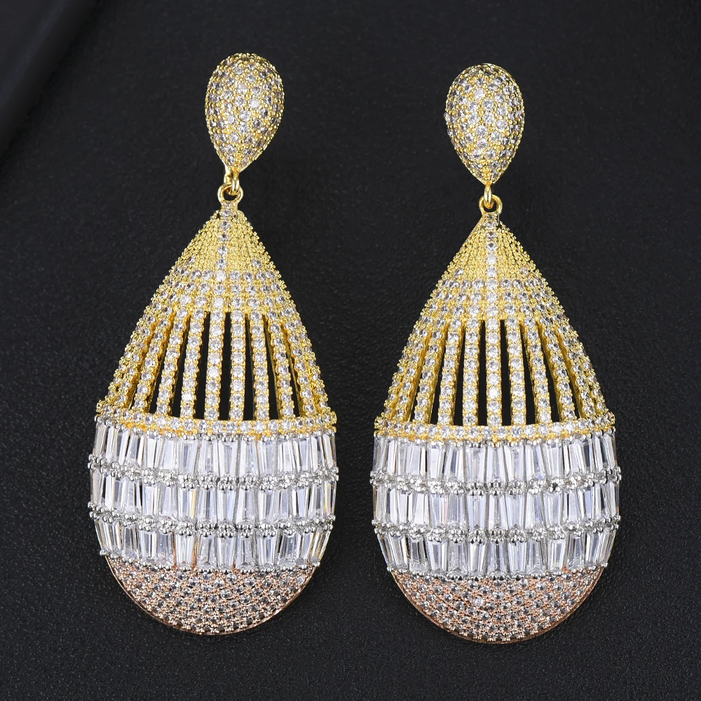 

GODKI New Luxury Water Drop Nigerian Long Dangle Earrings For Women Wedding Cubic Zircon African Indian Dubai Bridal Earrings