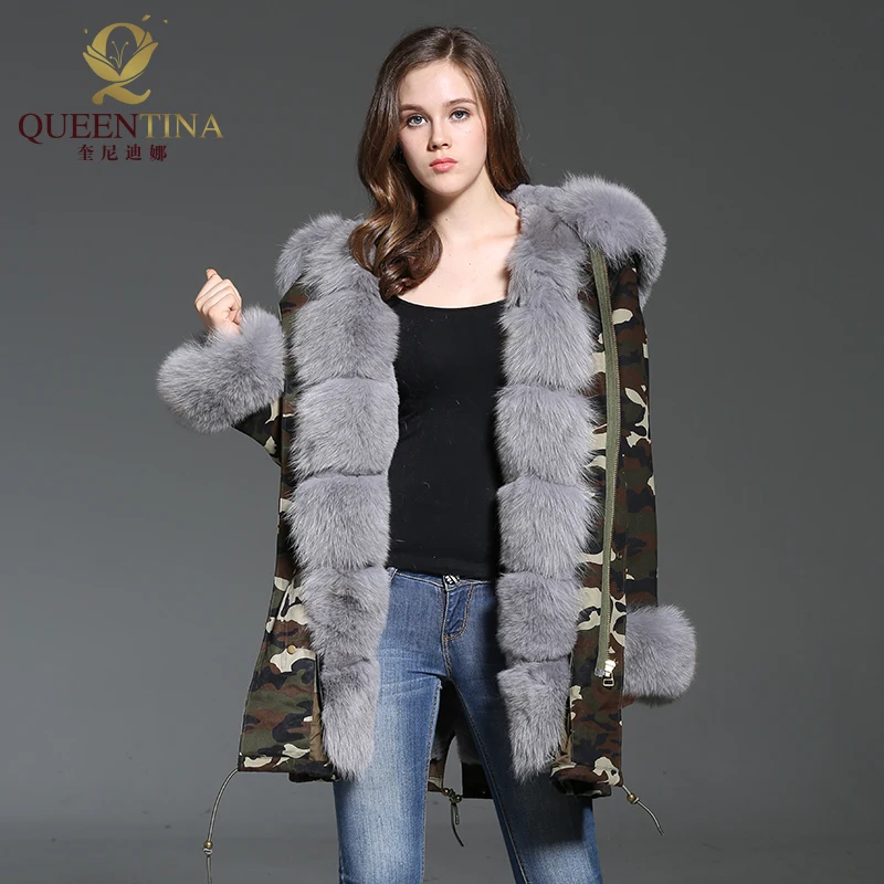 Camouflage Winter Jacket Women Outwear Thick Parkas