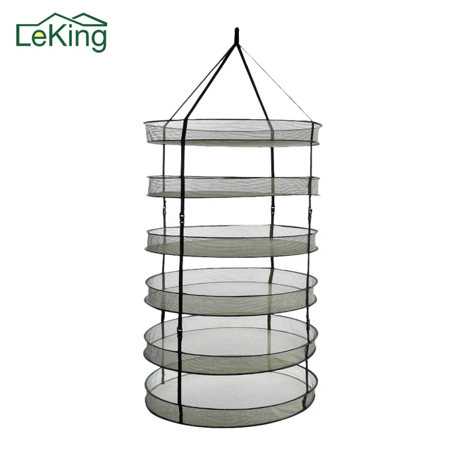 New Arrival Collapsible Drying Basket Net Hanging Plant Clothes Basket Drying Rack  4 6 8 Layers Mesh For Garden Use