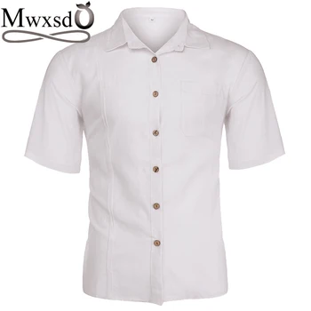 

Mwxsd high quality Summer Casual Mens Cotton Linen Shirts Men slim fit short sleeve shirts Chemise Homme Camisa Masculina
