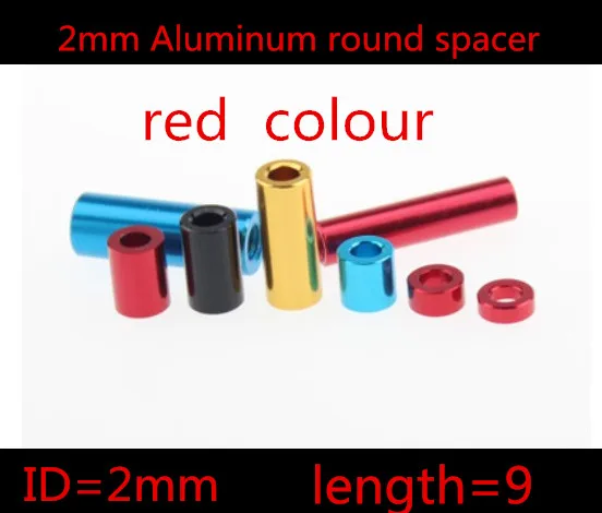 

20pcs/lot 2mm 2*9mm Red anodized Aluminum Standoff Spacer OD=4mm Through Hole