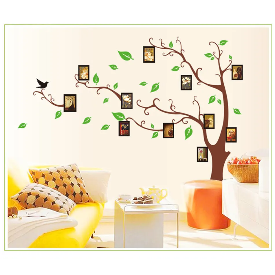90*60cm 3D DIY Photo Tree PVC Wall Decals Adhesive Wall Stickers Mural