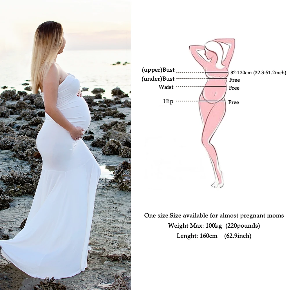 D & J vestido de maternidad de algodón Maxi vestido de maternidad vestidos de tela para mujeres embarazadas maternidad fotografía PROP bebé ducha regalo - 5