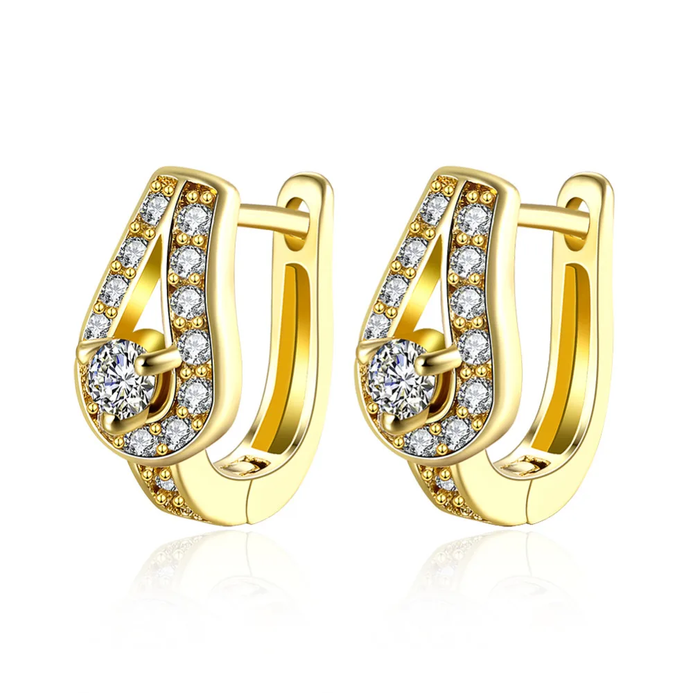 

Fashion Yellow Gold Color Earrings for Women Luxury Cezch Drill Trendy Earrings Jewelry Accessories Gift