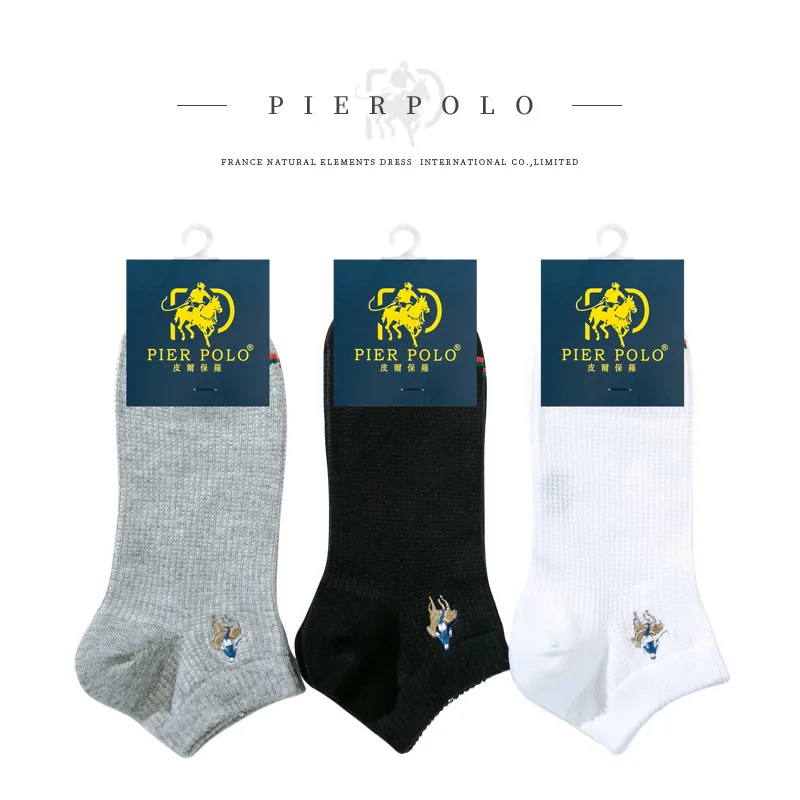 PIER POLO носки мужские короткие носки хлопковые полосатые брендовые Chaussettes Homme летние деловые тонкие дышащие мужские meias 5 пар