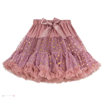 

Princess Bow Tutu Skirt Baby Girls Star Print Lace Tulle Skirts Ruffles Multi Color Holiday Party Clothing High Quality