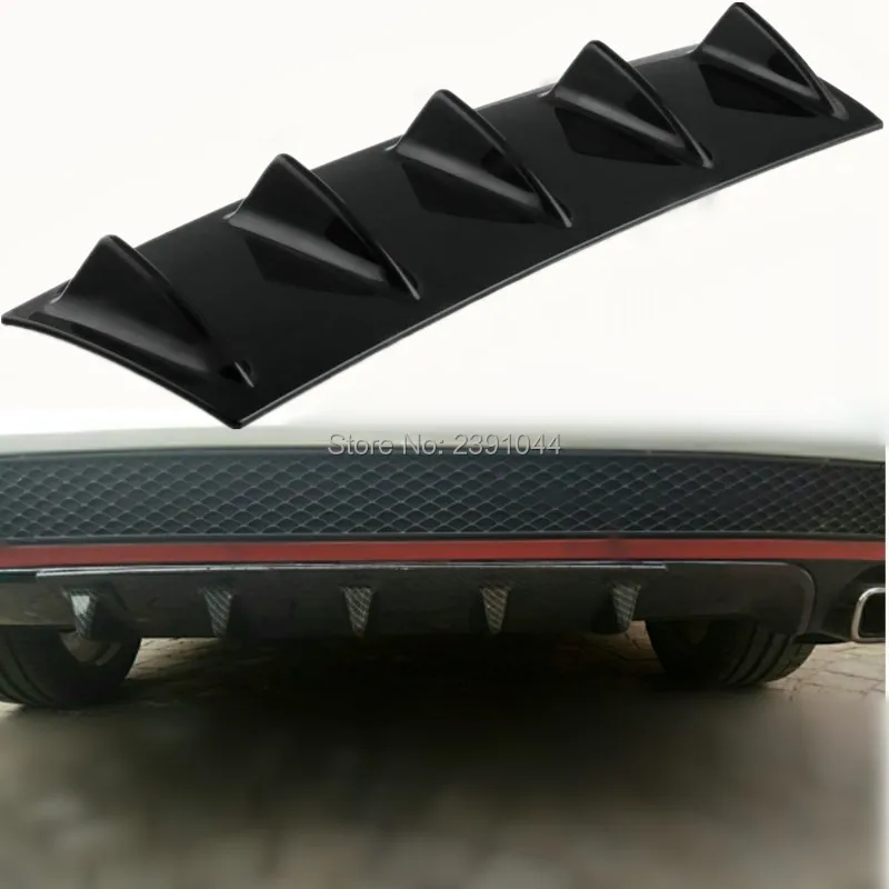 

Free Shipping ABS Plastic Universal Black Rear Bumper Lip Spoiler Chassis Diffuser 3/ 5 Fin Shark Fin Style