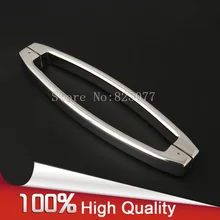 1PCS Oval Shape 304 Stainless Steel Polish Chrome Shower Door Moon Handle Bathroom Glass Door Handle CC 300/400mm JF1205 h007lr frameless bath room shower glass door square tube handle l shape with r 304 stainless steel polish chrome