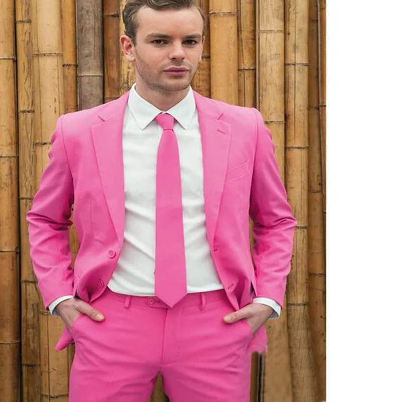 

Fashion classic men's suit pink lapel single-breasted men's ball gown and groomsmen dress (jacket + pants) custom made