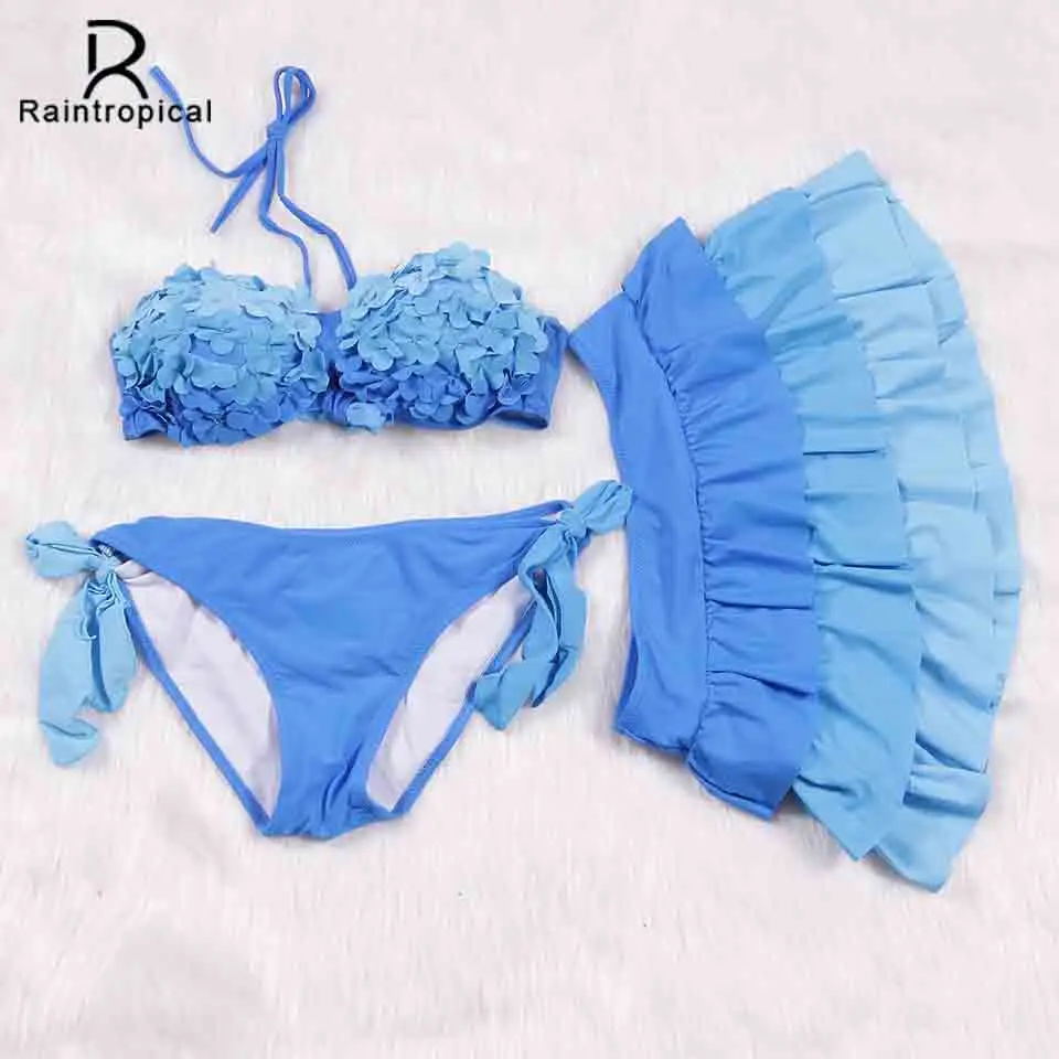 

Raintropical 2019 New Sexy Women Swimsuit Three Piece Bikinis Female Summer Bikini Set Push Up Beach Bathing Suits Dress Biquini