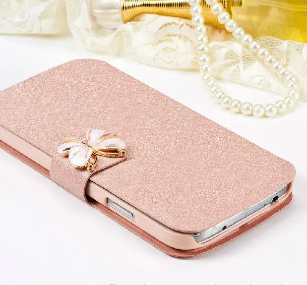 

Luxury Fashion Butterfly Silk Pattern Flip PU Leather Phone Case For Alcatel One Touch POP 3 5025D 5.5" With Stand