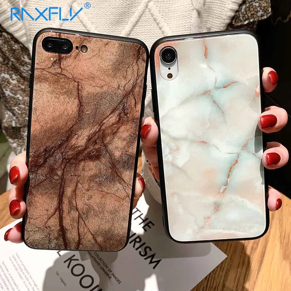 Жесткий чехол RAXFLY из закаленного стекла для iPhone XR X XS Xs Max 7 8 Plus чехлы 6 6S Простой