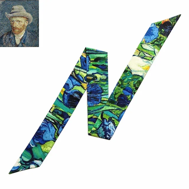 Van Gogh Oil Painting Multi-function Bag Scarves Skinny Scarves For Ladies New Silk Scarf Women Head Scarf Wrist Towel 2