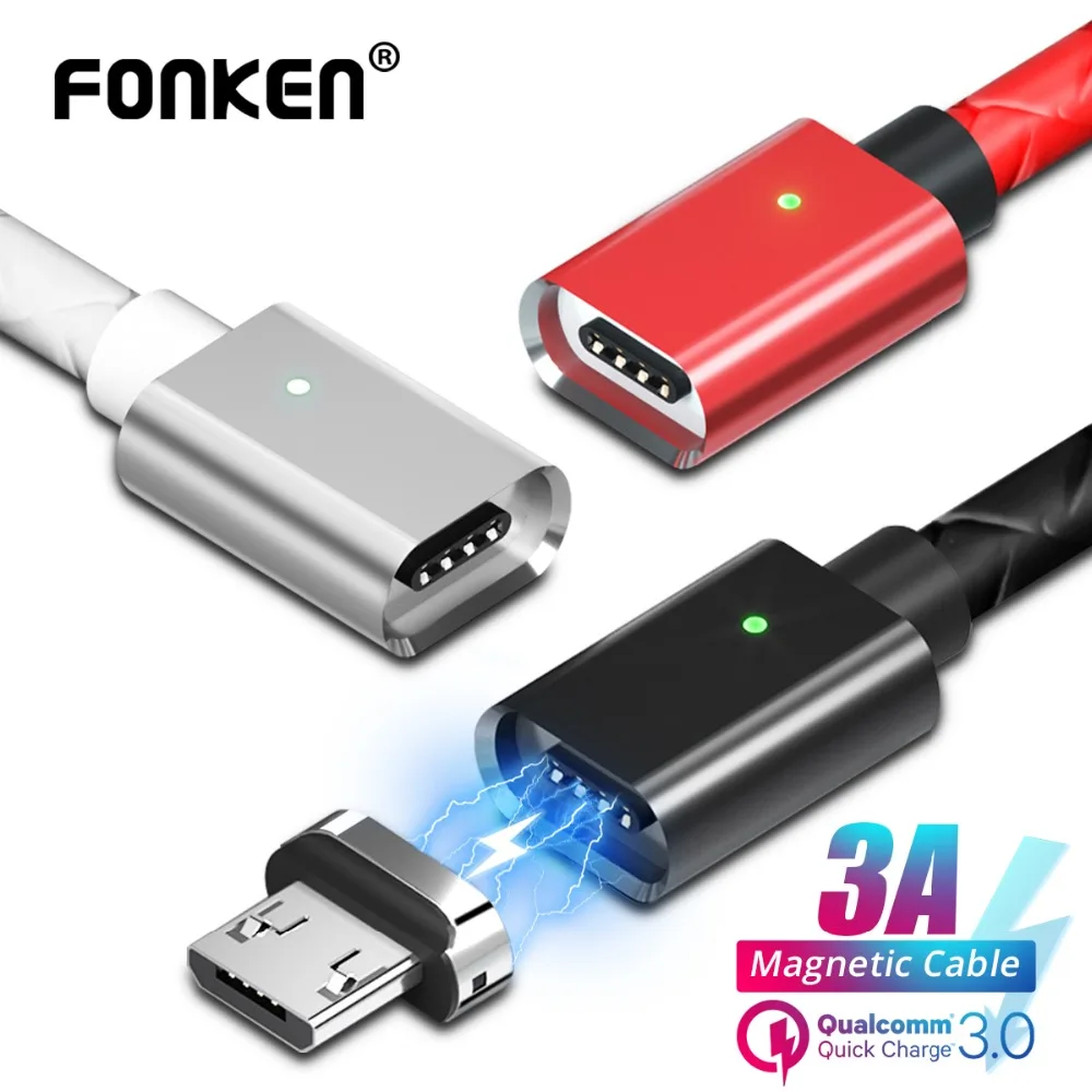 

Micro USB Cable Magnetic Cable 3A Fast Charge 1m 2m Android Mobile Quick Charging Magnet Cord Dust Plug Phone Data Cord
