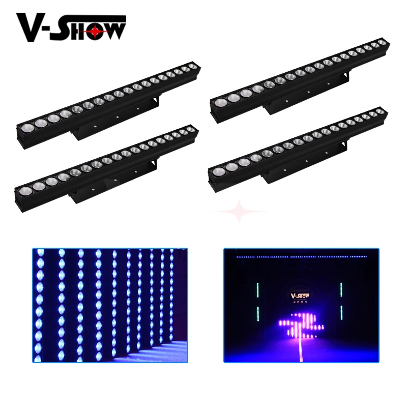

4pcs 18x10W RGBW 4in1 Wall Wash Dj Light Individual Control COB Dmx 512 Led Bar Light For Stage Landscape Lighting