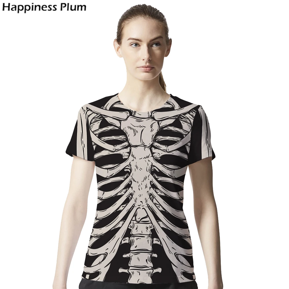 High Quality  Skeleton Shirt  Women Short Sleeves Womens 