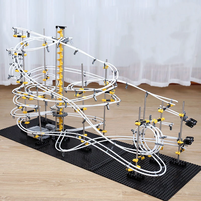 Najtaniej 4 poziom Space Rail kolejka górka labirynt piłki utwór klocki dla dzieci montaż DIY Spacerail marmur Run Rollercoaster Toy