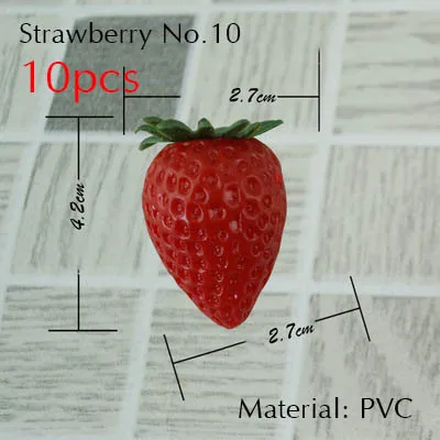Поддельный клубника реалистичный, похожий на естественный декоративный искусственный клубничный фрукт для украшения мероприятий домашний дом кухонный Декор - Цвет: No.10-10pcs