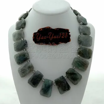 

N011430 18" Natural Labradorite Large Chunky Faceted Necklace