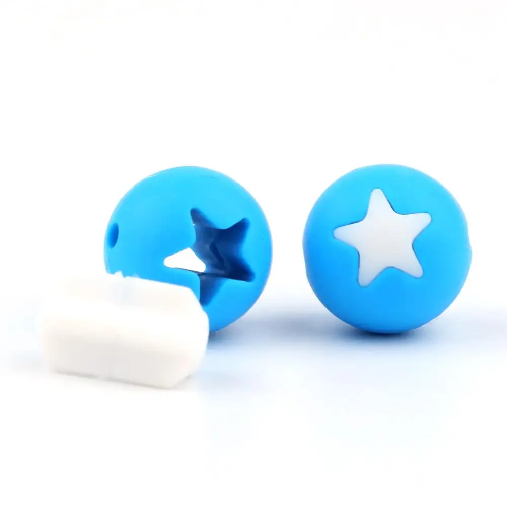 TYRY. HU 10 шт. 15 мм силиконовые бусины для прорезывания зубов для малышей игрушки для прорезывания зубов бусы-клипсы мягкая текстура силикона - Цвет: blue 10pcs