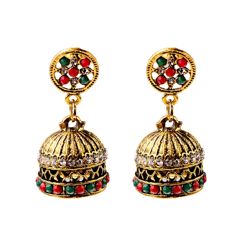 DOUVEI, винтажные золотые индийские серьги для женщин, Jhumka, серьги, классические, Роскошные, массивные, полые серьги ohringe HXE076