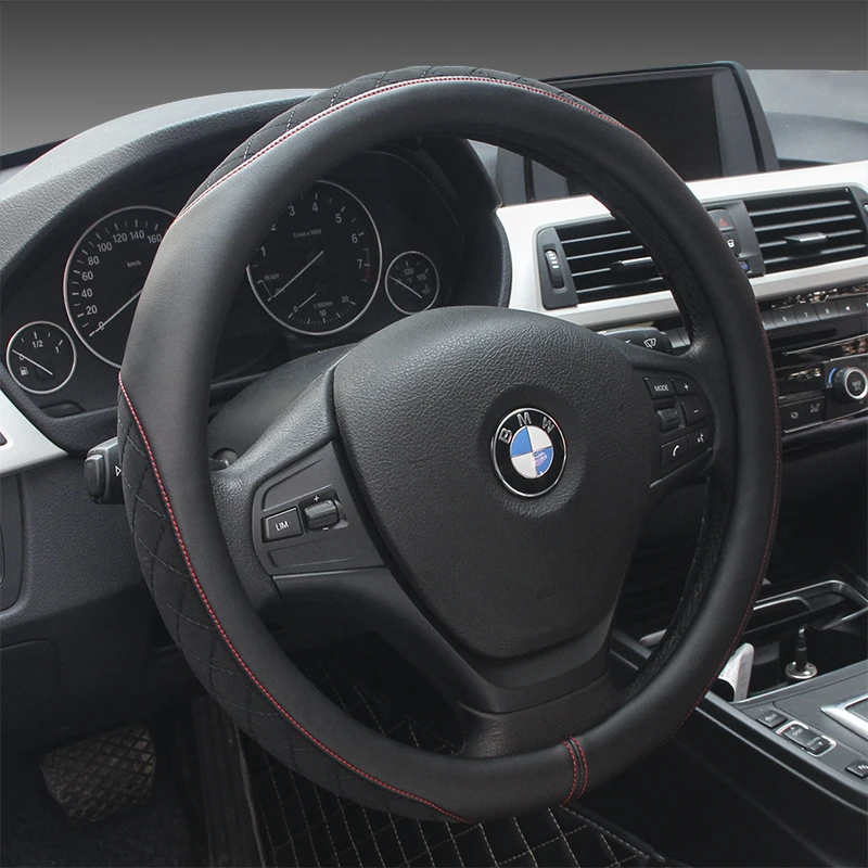 

KKYSYELVA Four seasons universal anti-wrinkle anti-skid round microfiber leather steering wheel cover for 99% of models