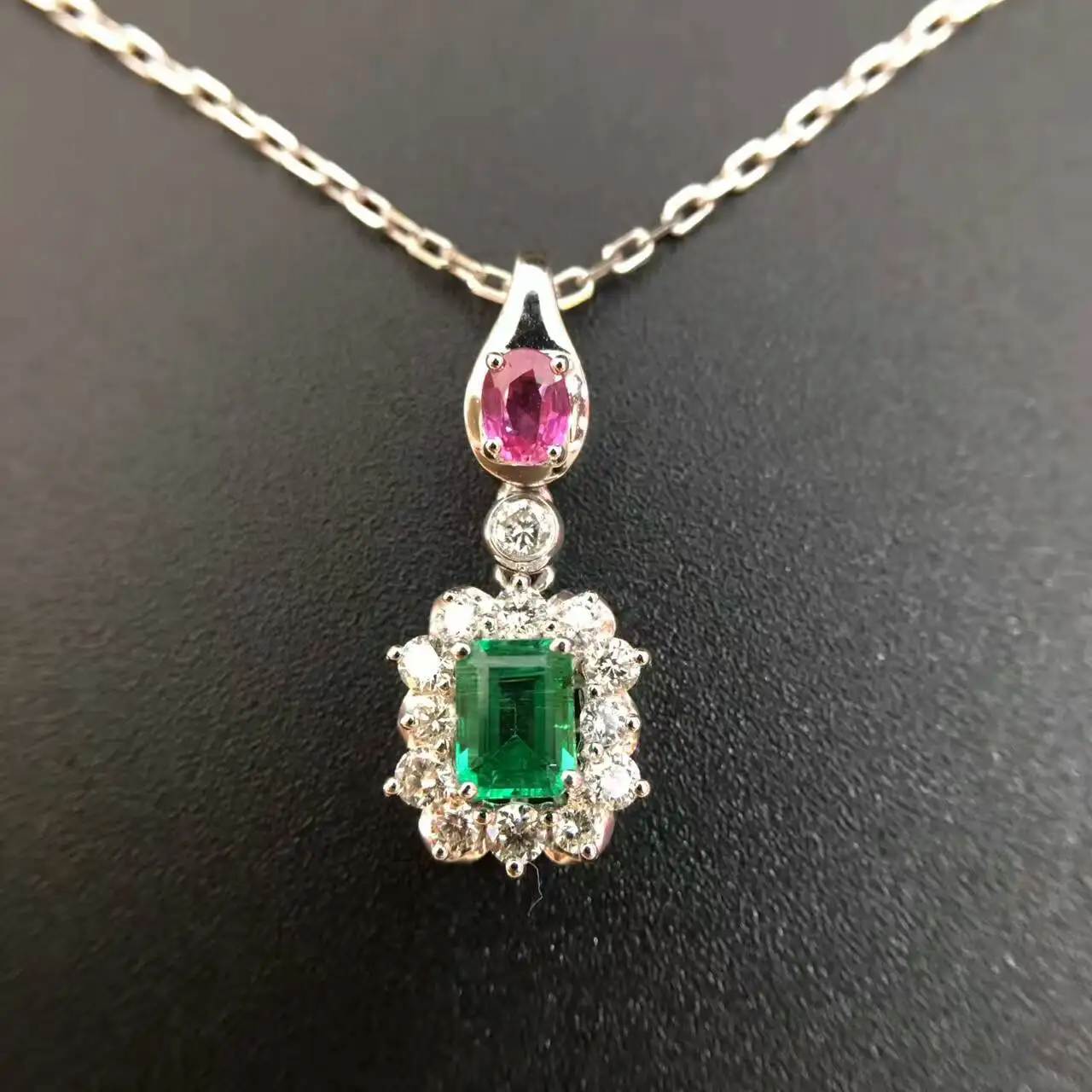 0 421ct 0 228ct 18K Gold Natural Emerald and Pendant font b Necklace b font font