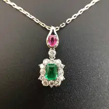 0.421ct+0.228ct 18K Gold Natural Emerald and Pendant Necklace Diamond inlaid 2016 Factory Direct New Arrival Fine Jewelry