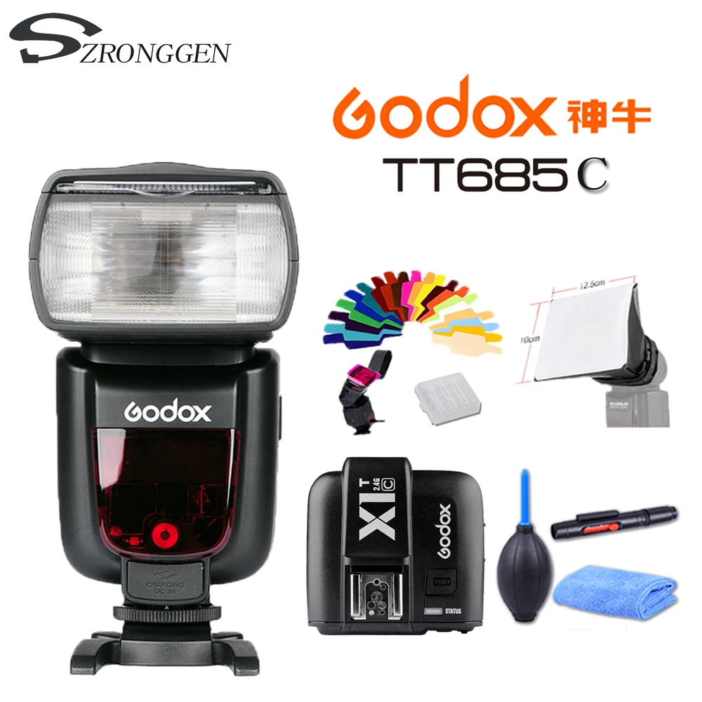 Godox TT685C 2.4G HSS 1/8000s TTL Speedlite GN60 Camera Flash Light+X1T