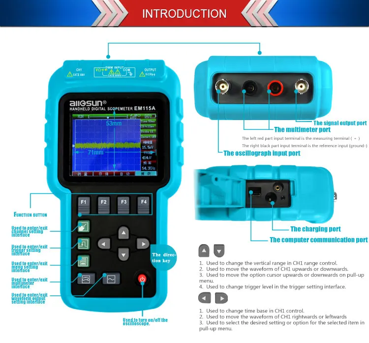 EM115A осциллограф зонд Ручной осциллограф 3 в 1 Многофункциональный осциллограф изменение английского языка