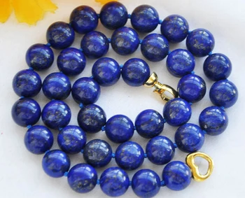 

Hot sale Free Shipping>>>>>REAL 18" 12mm round blue lapis lazuli bead necklace