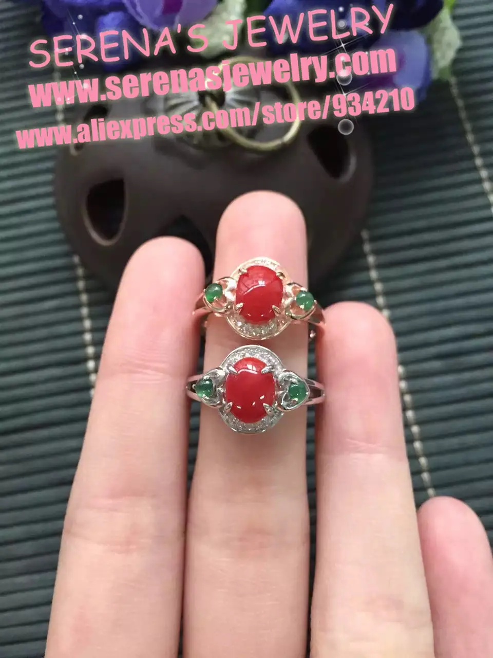 girls gift mum birthday present real 925 sterling silver natural red coral ring egg surfce 6*8mm fine jewelry