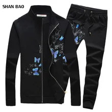 Shan Bao, Новая мода весна для мужчин's наборы для ухода за кожей китайский стиль с принтом бабочки мужчин спортивная высокое Кач