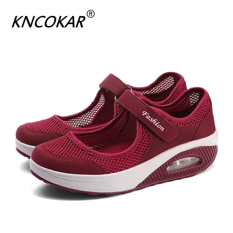 

Летняя модная женская обувь KNCOKAR на плоской платформе, Женская дышащая сетчатая повседневная обувь, Мокасины, дамские топ-сайдеры