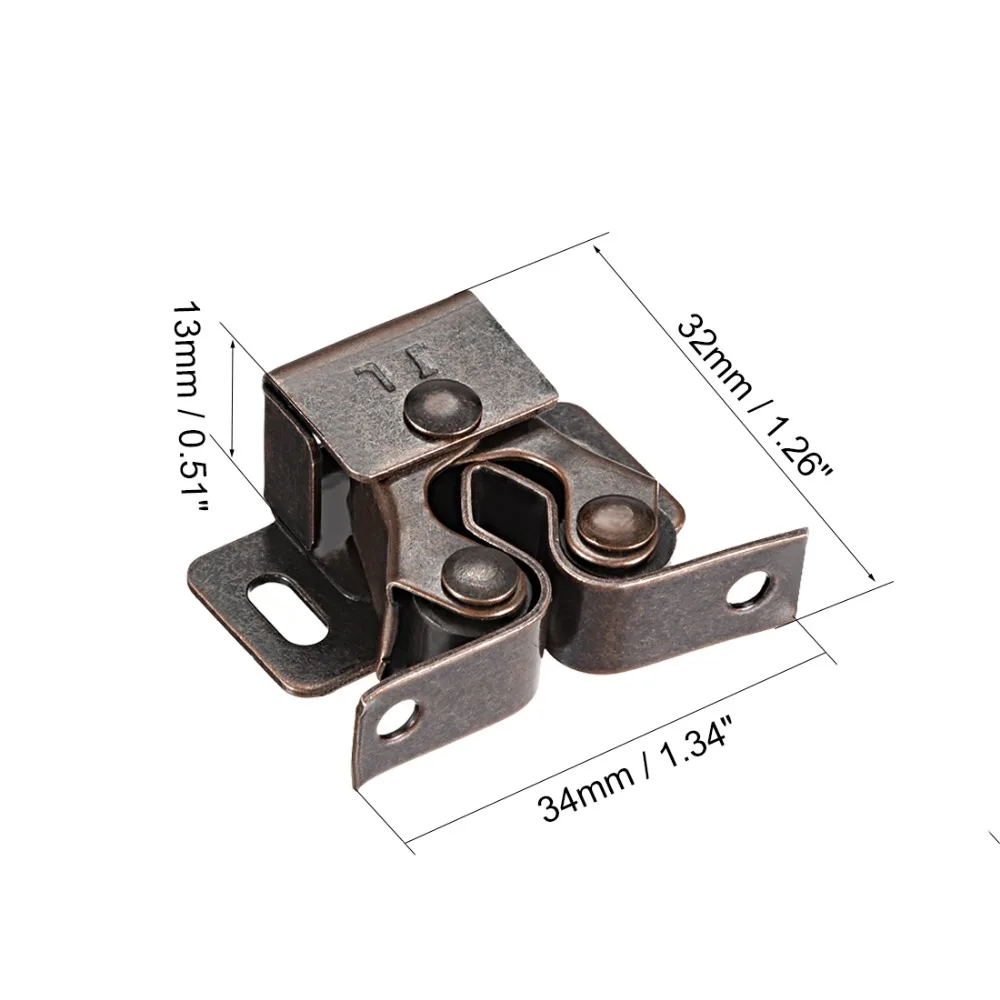 Uxcell 20 шт. 10 шт. двери шкафа двойной ролик защелка с зубцом Coppper тон 34x32x13 мм идеальный аксессуар для дома