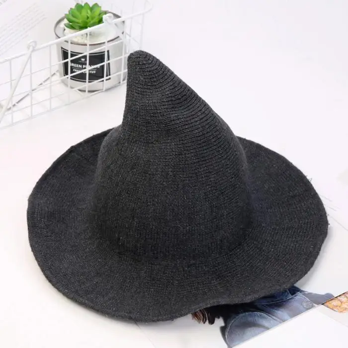 2018 Новая мода Вязание рыбак шляпа ведьмы Кепки шерсти Модные аксессуары для Для женщин леди девушка WML99