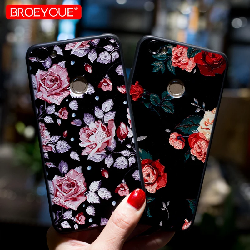 

BROEYOUE Case For Xiaomi Redmi 4X 4A 5A Note 5 3 Pro Plus Note 4 4X 5A For Xiaomi Mi A1 5X 5S 6 3D Relief Flowers Soft TPU Cases