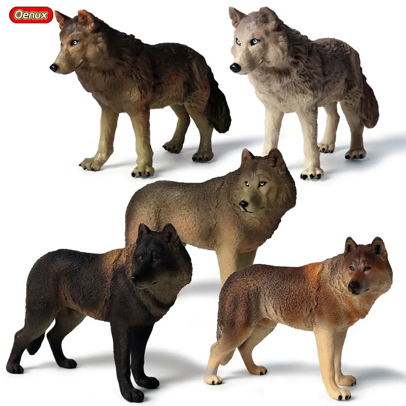 

Oenux Original Savage Wild Animal Wolf Action Figure Gray Wolf Beast Wolves Model Figurine Pvc High Quality Collection Toys Gift