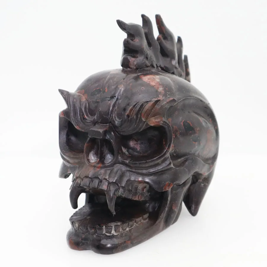 

5.5" 1280g,POPPY JASPER Carved Crystal Skull Crystal Realistic Healing Furnishing Articles Figurine TE88