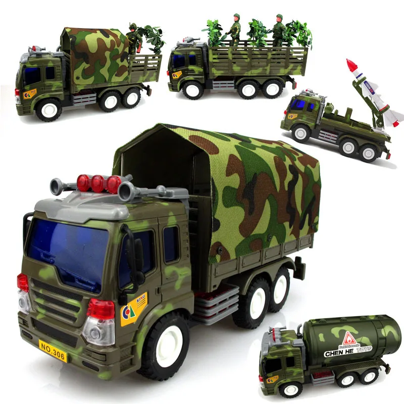 26Cm Diecast ABS Material Delicate Inertia Toy Car Military truck