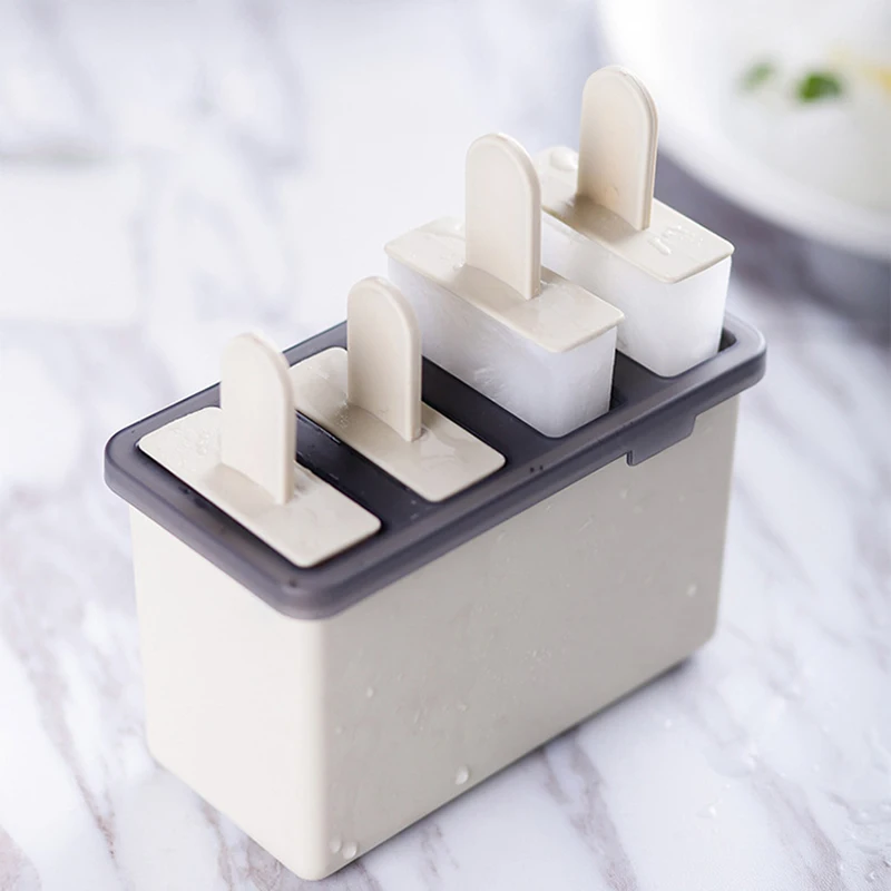 

4 Cell Ice Cream Mould Kitchen DIY Baking Tool Plastic Juice Milk Popsicle 12.4*8.5cm Frozen
