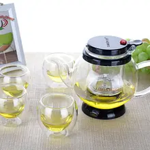 1х 5 в 1 чайный набор-Kamjove термостойкая стеклянная чашка Piaoyi чайный горшок кунг-фу 650 мл+ 4x90 мл двойные чайные чашки