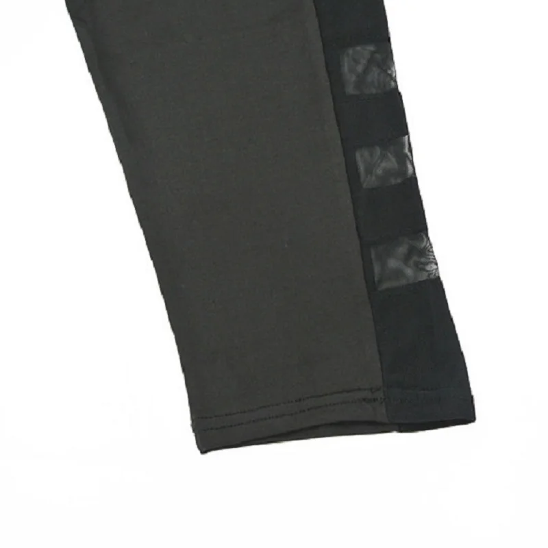 Женские леггинсы капри черные в сетку с карманами для фитнеса|legging pants|woman mesh
