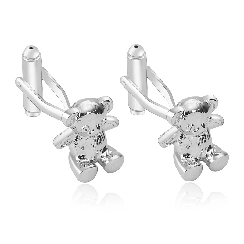 

Bear Cufflinks for Women Men Suit Shirt Cuff Link Silver Color Unique Fashion Business Wedding French Animals Cuff Button